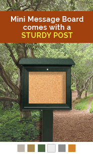 16" by 34" Enclosed double sided message center display with cork board - bottom hinged