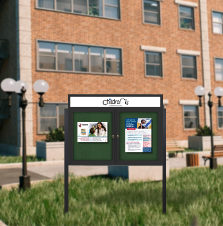 Free Standing 2-Door Outdoor Bulletin Boards w Header 84x48 SHIPS FREE ...
