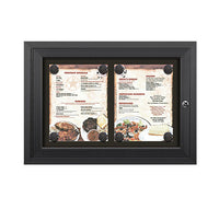 Outdoor Enclosed Magnetic Restaurant Menu Display Case | 8 1/2" x 11" Portrait | Holds Two Portrait Menus ACROSS