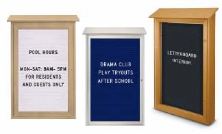 Letter Board Outdoor Message Centers w Posts (Single Door - Left Hinged) - SIZES REFER to VIEWING AREA