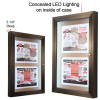 Enclosed Lighted LED Cork Bulletin Board 13x19 | Display Case with LED's