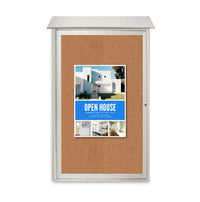 18x24 Outdoor Message Center with Cork Board Wall Mounted - LEFT Hinged
