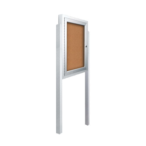 SwingCase Standing 19x31 Lighted Outdoor Bulletin Board Case w Posts (One Door)