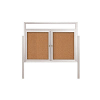 2-DOOR ILLUMINATED HEADER CORKBOARD 72" x 24" RADIUS EDGES WITH MITERED CORNERS (SHOWN IN SATIN SILVER)