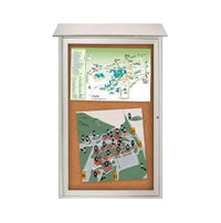 24x24 Outdoor Message Center with Cork Board Wall Mounted - LEFT Hinged