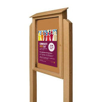 24x30 Outdoor Message Center with Posts and Cork Board Wall Mounted - LEFT Hinged