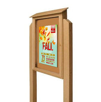 24x32 Outdoor Message Center with Posts and Cork Board Wall Mounted - LEFT Hinged