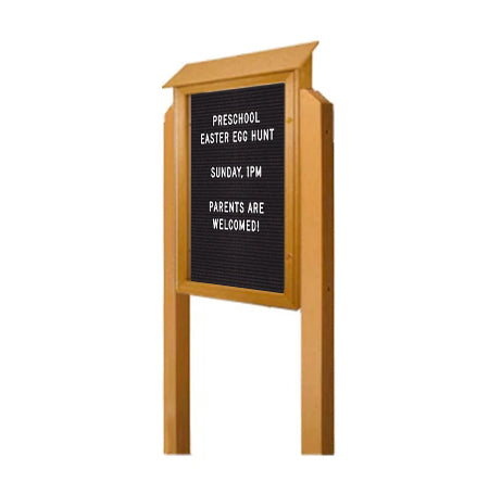 Free Standing 24x32 Single Door Outdoor Letter Board Message Center with Posts - Left Hinged