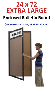 24x72 Extra Large Outdoor Enclosed Bulletin Board Swing Cases with Header (Single Door)