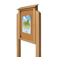 27x40 Outdoor Message Center with Posts and Cork Board Wall Mounted - LEFT Hinged