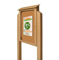 30x36 Outdoor Message Center with Posts and Cork Board Wall Mounted - LEFT Hinged