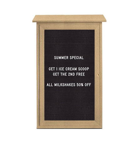 36x48 Outdoor Message Center with Letter Board Wall Mounted - LEFT Hinged