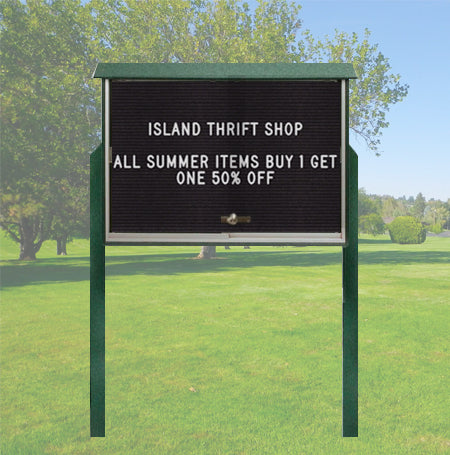 Free Standing 50x40 Outdoor Message Center Letter Board with Sliding Doors