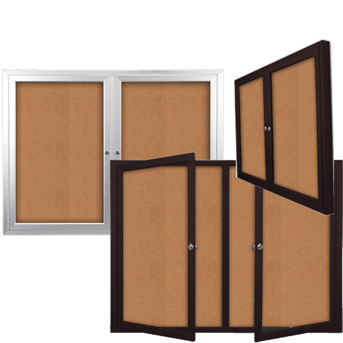 60x30 Enclosed Outdoor Bulletin Boards with Radius Edge (2 DOORS)