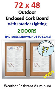 72x48 Outdoor Lighted Bulletin Boards 2-Door