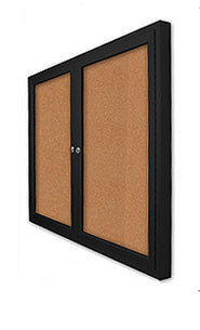 Lockable Outdoor Bulletin Board 2 Door with Lights