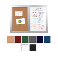 Enclosed 2-Door Outdoor Combo Board 96x30 | Cork Bulletin Board & Dry Erase Marker Board