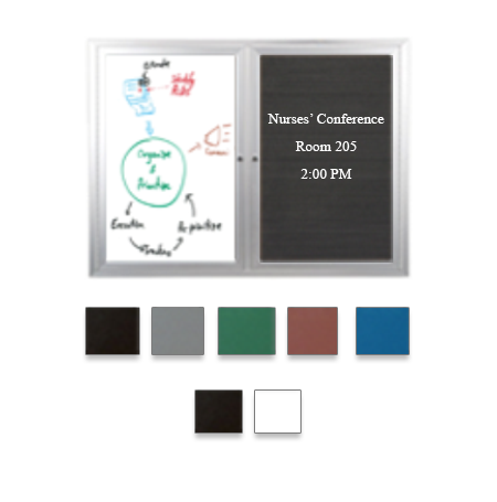 Enclosed 2-Door Outdoor Combo Board 40x50 | Changeable Vinyl Letter Board & Dry Erase Marker Board