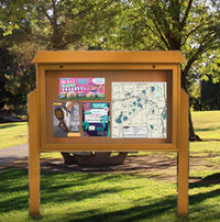Double Sided 45x30 Enclosed Bulletin Message board is Weather Proof, comes in multiple colors