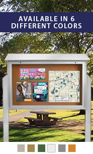 60" by 36" Enclosed double sided message center display with cork board - bottom hinged