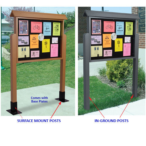 Plastic Post Options: Surface Mount with Base Plates or Inground Installation