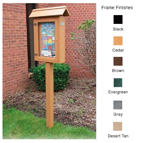 ECO-Design 12x20 Outdoor Freestanding SLENDER Information Message Boards, Single Post, Double-Sided Portrait Size