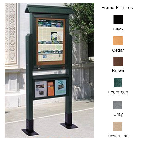 Eco-Design 20x28 Outdoor Free-Standing Mid-Range Information Center, Single-Sided Faux Wood Bulletin Board Kiosk