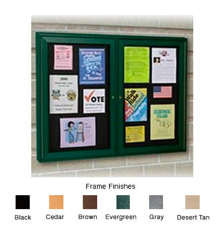 ECO-Design 48x36 Outdoor Wall Mount Enclosed Cork Bulletin Board Information Center - Double Door