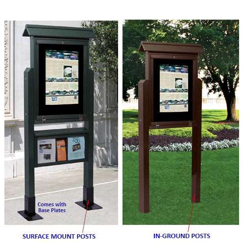 Plastic Post Options: Surface Mount with Base Plates or Inground Installation