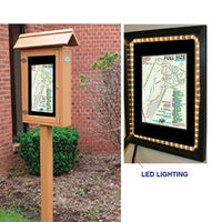 ECO-Design 12x20 Outdoor Freestanding SLENDER Information Message Board on Post, Single-Sided Cabinet Built with Faux Wood