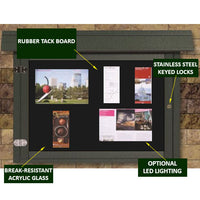 Outdoor Wall Mount Mid-Range Landscape Cork Bulletin Message Boards with 28.5" x 20.5" Viewing Area. Eco-Friendly Recycled Plastic Lumber comes in 6 Finishes