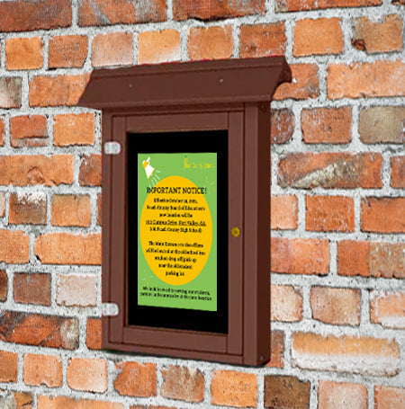 ECO-Design Slender Size 12x20 Outdoor Enclosed Information Cork Bulletin Message Board | Wall Mount