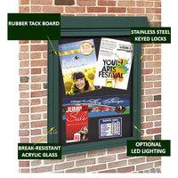 Outdoor Wall Mount ULTRA-SIZE Portrait Cork Bulletin Message Boards with 28.25" x 42" Viewing Area. Eco-Friendly Recycled Plastic Lumber comes in 6 Finishes