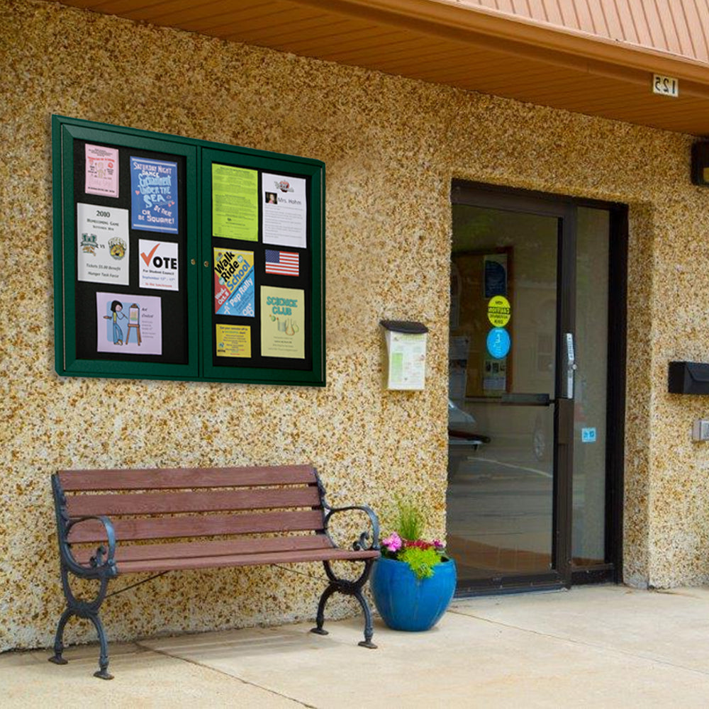 48x36 ECO-Design Outdoor Bulletin Board 2-Door in 6 Faux Wood Finishes ...