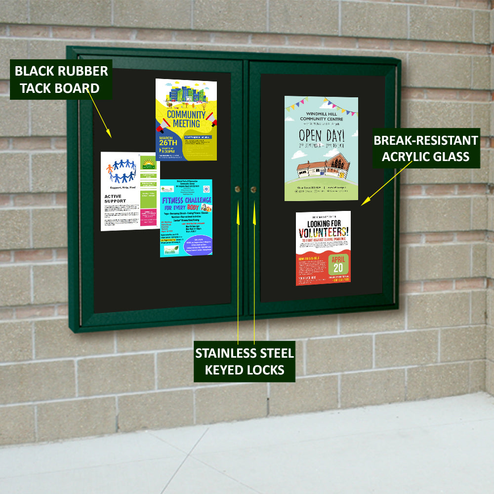 48x36 ECO-Design Outdoor Bulletin Board 2-Door in 6 Faux Wood Finishes ...