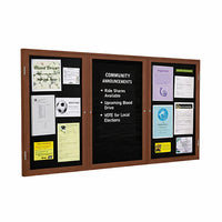  Eco-Friendly 72x36 Outdoor Wall Mount Enclosed Black Tackboard & Letterboard Display with 3 Doors