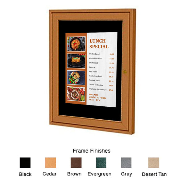 ECO-Design Outdoor Enclosed Menu Board, Cork Bulletin Backer, Viewing Area 13.75 x 19.75