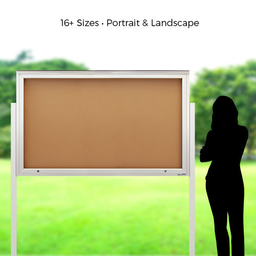 Extreme WeatherPlus™ Extra Large Outdoor Enclosed Free-Standing Bulletin Board Display Case Comes in 16+ Sizes (Landscape Size Shown)