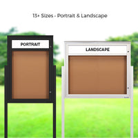 Free-Standing Extreme WeatherPlus™ Outdoor Enclosed Bulletin Board Display Case Comes in 10+ Sizes along with a Personalized Header Message | Portrait and Landscape Sizes Available