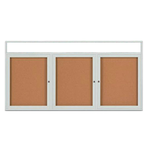 Enclosed Outdoor Bulletin Boards 72 x 24 with Message Header and Radius Edge (3 DOORS)