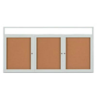 Enclosed Outdoor Bulletin Boards 96 x 30 with Message Header and Radius Edge (3 DOORS)