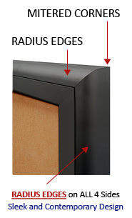 Enclosed Outdoor Bulletin Boards Radius Edge + LED Lighting + Header with 2-3 Door Metal Display Cases in 35+ Sizes