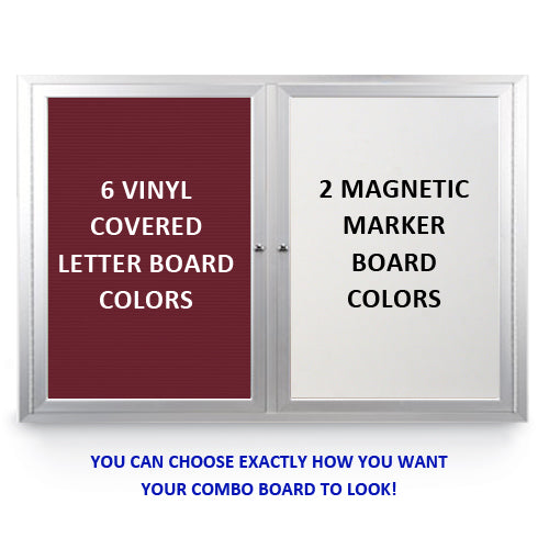 OUTDOOR ENCLOSED COMBO BOARD 60" x 36" DRY ERASE / LETTER BOARD