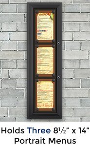 Magnetic Outdoor Enclosed Restaurant Menu Display Case for 8 1/2" x 14" Portrait Menu Size