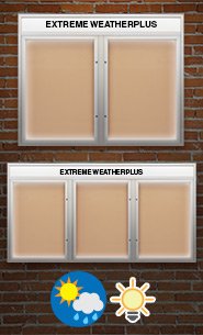 EXTREME WeatherPlus™Enclosed Outdoor Bulletin Boards with Multiple Locking Doors and LED Lights