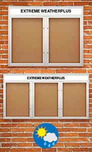 EXTREME WeatherPlus™Enclosed Outdoor Bulletin Boards with Personalized Header and Multiple Locking Doors