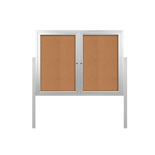 FREESTANDING 60" x 24" ENCLOSED CORKBOARD WITH RADIUS EDGE