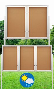 EXTREME WeatherPlus™ Enclosed Outdoor Bulletin Board Display Stands with Posts and Multiple Locking Doors