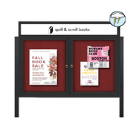 Freestanding Enclosed Outdoor Bulletin Boards 72" x 24" with Message Header and Posts (2 DOORS)