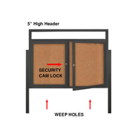 Standing Outdoor Enclosed Poster Display Cases with Header, Lights, Posts | 2 and 3 Doors | 35+ Sizes